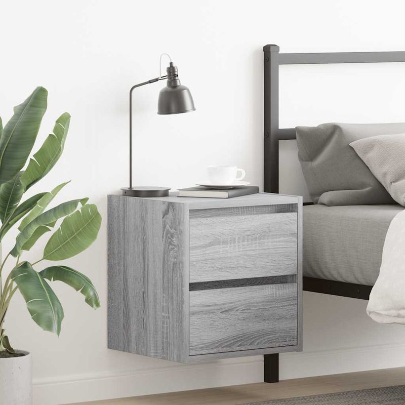 Casa si Gradina - Mobilier - Comode si corpuri - Noptiere - Noptiere montate pe perete 2 buc Gri Sonoma 38x34x40 cm - Infinity.ro