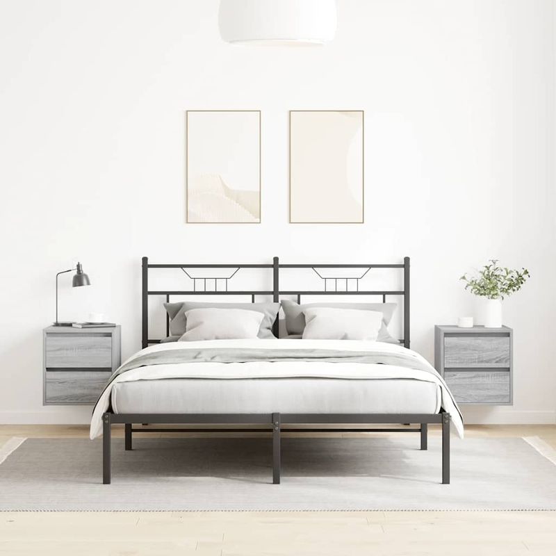 Casa si Gradina - Mobilier - Comode si corpuri - Noptiere - Noptiere montate pe perete 2 buc Gri Sonoma 38x34x40 cm - Infinity.ro