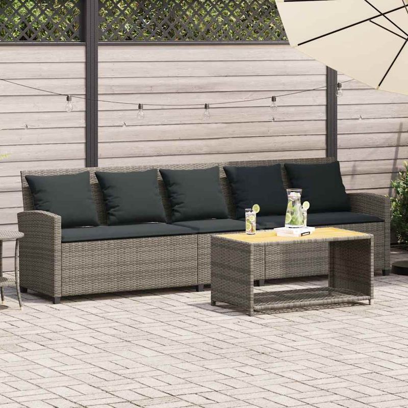 Casa si Gradina - Gradina si terasa - Mobilier exterior - Canapele si fotolii gradina - Canapea de gradina cu 5 locuri cu perne din polirattan gri - Infinity.ro