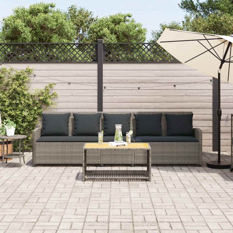 Casa si Gradina - Gradina si terasa - Mobilier exterior - Canapele si fotolii gradina - Canapea de gradina cu 5 locuri cu perne din polirattan gri - Infinity.ro