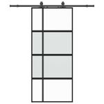 Casa si Gradina - Constructii - Usi interior, exterior si garaj - Usi interior - Usa glisanta cu set feronerie neagra 90x205cm sticla securizata - Infinity.ro