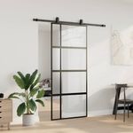 Casa si Gradina - Constructii - Usi interior, exterior si garaj - Usi interior - Usa glisanta cu set feronerie neagra 90x205cm sticla securizata - Infinity.ro