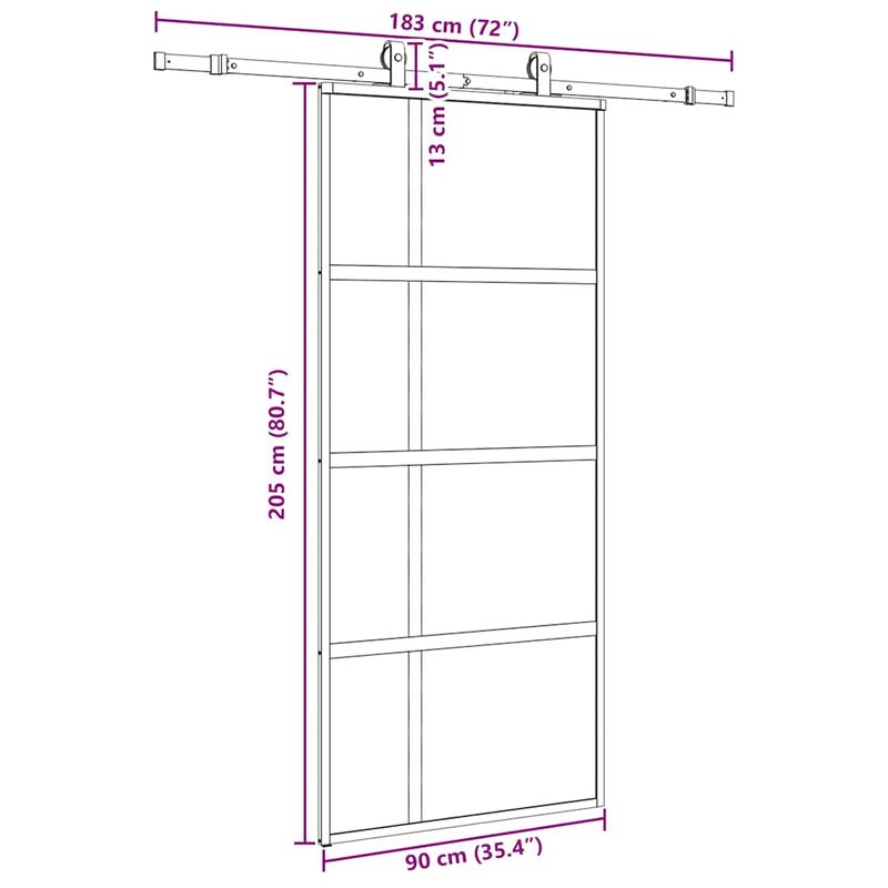 Casa si Gradina - Constructii - Usi interior, exterior si garaj - Usi interior - Usa glisanta cu set feronerie neagra 90x205cm sticla securizata - Infinity.ro