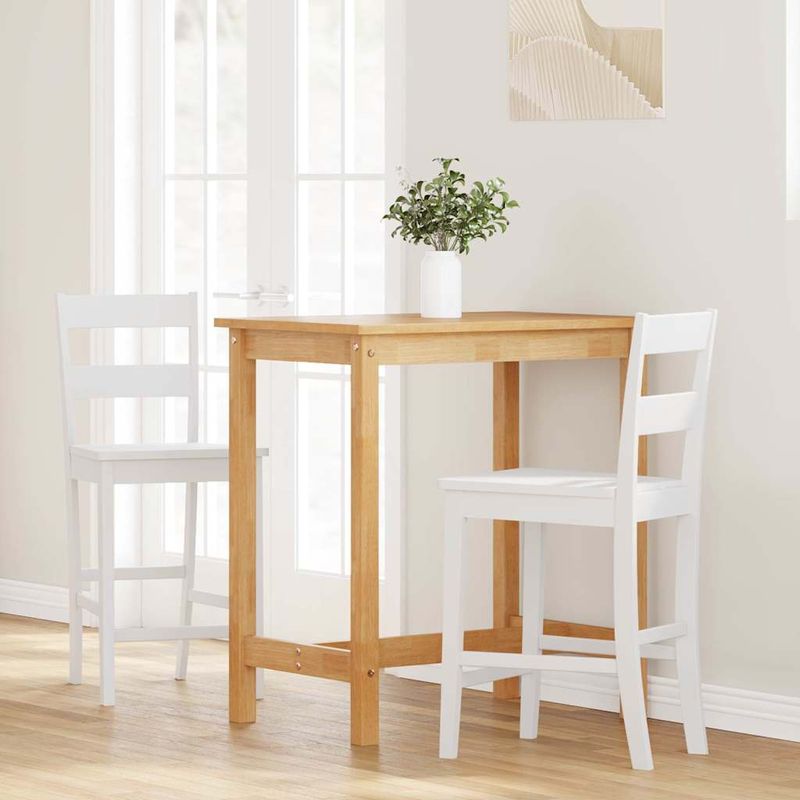 Casa si Gradina - Mobilier - Scaune si fotolii - Scaune - Scaune de bar 2 buc din cauciuc din lemn masiv alb - Infinity.ro