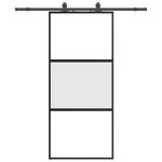 Casa si Gradina - Constructii - Usi interior, exterior si garaj - Usi interior - Usa glisanta cu set feronerie neagra 90x205cm sticla securizata - Infinity.ro