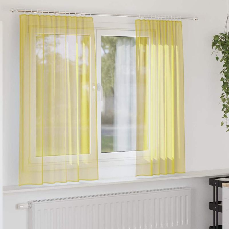 Casa si Gradina - Textile si covoare - Perdele si draperii - Perdele - Perdele Voile cu Bucle 2 buc Galben 140x175 cm - Infinity.ro