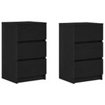 Casa si Gradina - Mobilier - Comode si corpuri - Noptiere - Noptiere cu 3 sertare 2 buc Negru 39x35x65 cm - Infinity.ro