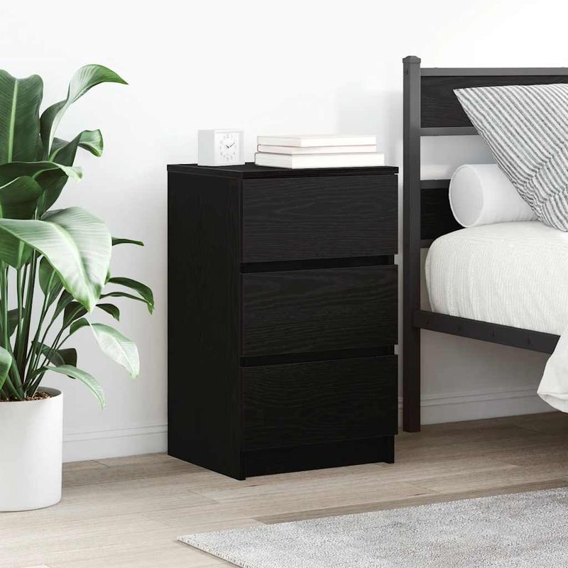 Casa si Gradina - Mobilier - Comode si corpuri - Noptiere - Noptiere cu 3 sertare 2 buc Negru 39x35x65 cm - Infinity.ro