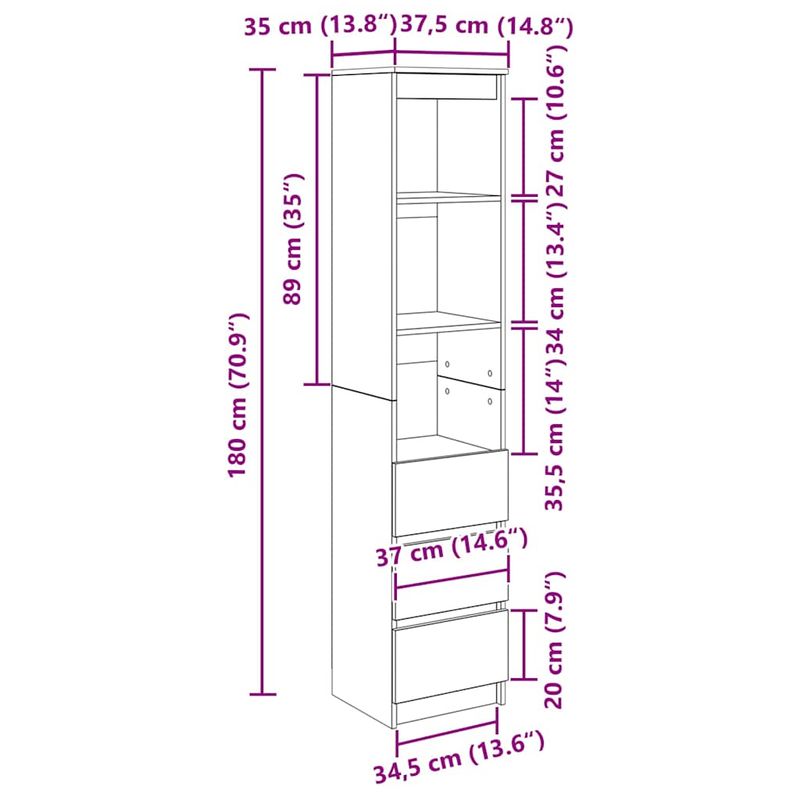 Casa si Gradina - Mobilier - Comode si corpuri - Comode - Dulapuri gri Sonoma 37,5x35x180 cm Lemn prelucrat - Infinity.ro