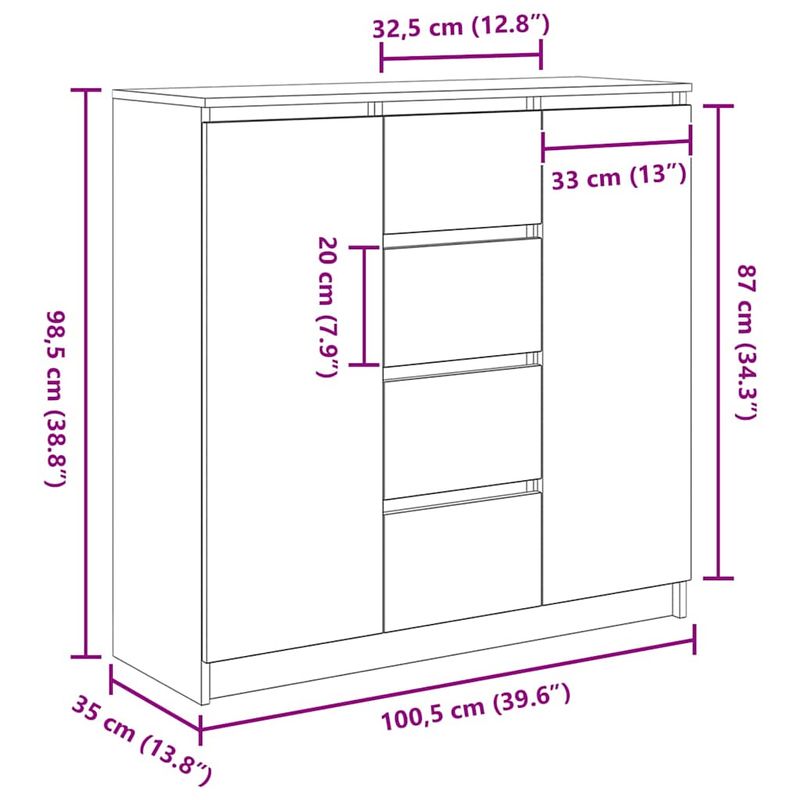 Casa si Gradina - Mobilier - Comode si corpuri - Comode - Bufeta cu sertare Stejar afumat 100,5x35x98,5 cm Lemn prelucrat - Infinity.ro