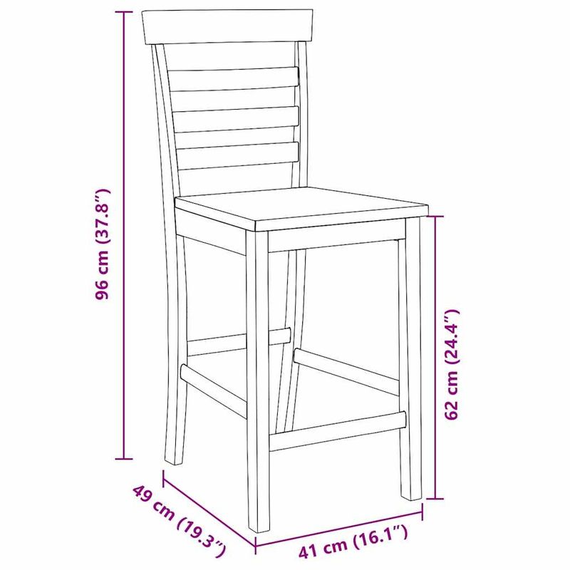 Casa si Gradina - Mobilier - Scaune si fotolii - Scaune - Scaune de bar 2 buc din lemn masiv din cauciuc natural - Infinity.ro