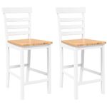 Casa si Gradina - Mobilier - Scaune si fotolii - Scaune - Scaune de bar 2 buc din cauciuc din lemn masiv alb - Infinity.ro