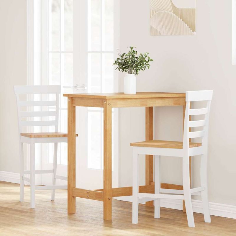 Casa si Gradina - Mobilier - Scaune si fotolii - Scaune - Scaune de bar 2 buc din cauciuc din lemn masiv alb - Infinity.ro