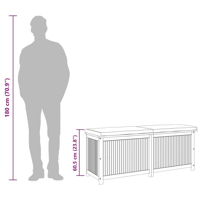 Casa si Gradina - Gradina si terasa - Mobilier exterior - Dulapuri si lazi depozitare exterior - Cutie de perne de exterior 150x50x60,5 cm lemn masiv de salcam, gri închis - Infinity.ro