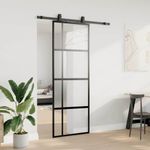 Casa si Gradina - Constructii - Usi interior, exterior si garaj - Usi interior - Usa glisanta cu set feronerie neagra 76x205cm sticla securizata - Infinity.ro