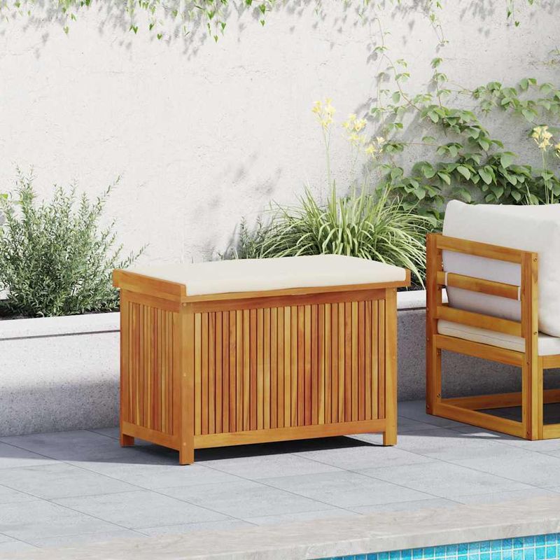 Casa si Gradina - Gradina si terasa - Mobilier exterior - Dulapuri si lazi depozitare exterior - Cutie de perne de exterior 90x50x60,5 cm lemn masiv de salcam, alb crem - Infinity.ro