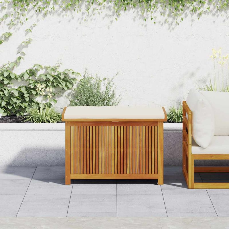 Casa si Gradina - Gradina si terasa - Mobilier exterior - Dulapuri si lazi depozitare exterior - Cutie de perne de exterior 90x50x60,5 cm lemn masiv de salcam, alb crem - Infinity.ro