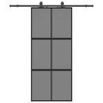 Casa si Gradina - Constructii - Usi interior, exterior si garaj - Usi interior - Usa glisanta cu set feronerie neagra 90x205cm sticla securizata - Infinity.ro