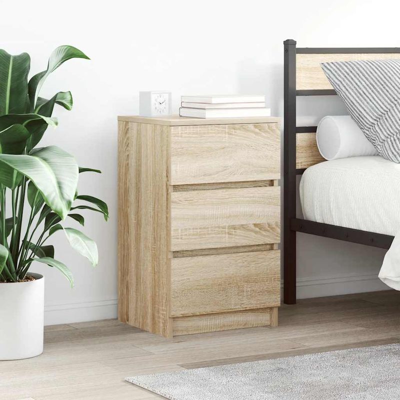 Casa si Gradina - Mobilier - Comode si corpuri - Noptiere - Noptiera cu 3 sertare Stejar Sonoma 39x35x65 cm - Infinity.ro