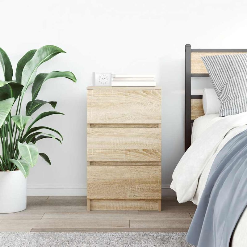 Casa si Gradina - Mobilier - Comode si corpuri - Noptiere - Noptiera cu 3 sertare Stejar Sonoma 39x35x65 cm - Infinity.ro