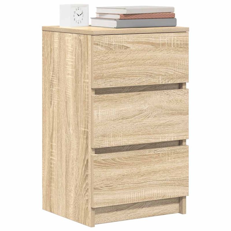 Casa si Gradina - Mobilier - Comode si corpuri - Noptiere - Noptiera cu 3 sertare Stejar Sonoma 39x35x65 cm - Infinity.ro