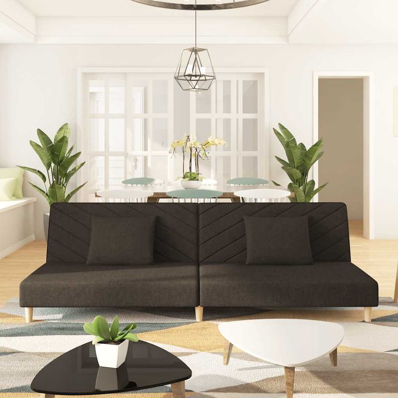 Casa si Gradina - Mobilier - Canapele si coltare - Canapele - Canapea extensibila cu 2 locuri, 2 perne, maro, textil - Infinity.ro