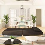 Casa si Gradina - Mobilier - Canapele si coltare - Canapele - Canapea extensibila cu 2 locuri, 2 perne, maro, textil - Infinity.ro