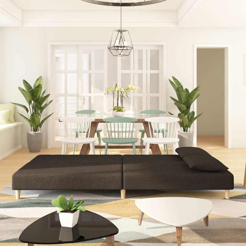 Casa si Gradina - Mobilier - Canapele si coltare - Canapele - Canapea extensibila cu 2 locuri, 2 perne, maro, textil - Infinity.ro