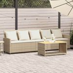 Casa si Gradina - Gradina si terasa - Mobilier exterior - Canapele si fotolii gradina - Canapea de gradina cu 5 locuri cu perne din polirattan bej, bej și alb crem - Infinity.ro