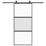 Casa si Gradina - Constructii - Usi interior, exterior si garaj - Usi interior - Usa glisanta cu set feronerie neagra 90x205cm sticla securizata - Infinity.ro