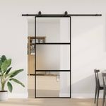 Casa si Gradina - Constructii - Usi interior, exterior si garaj - Usi interior - Usa glisanta cu set feronerie neagra 90x205cm sticla securizata - Infinity.ro