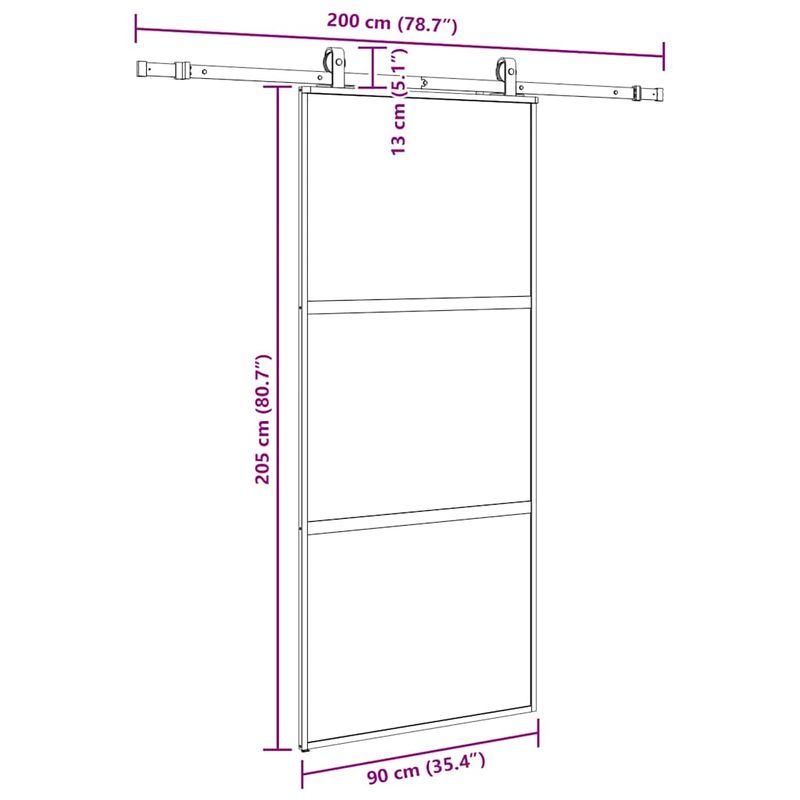 Casa si Gradina - Constructii - Usi interior, exterior si garaj - Usi interior - Usa glisanta cu set feronerie neagra 90x205cm sticla securizata - Infinity.ro