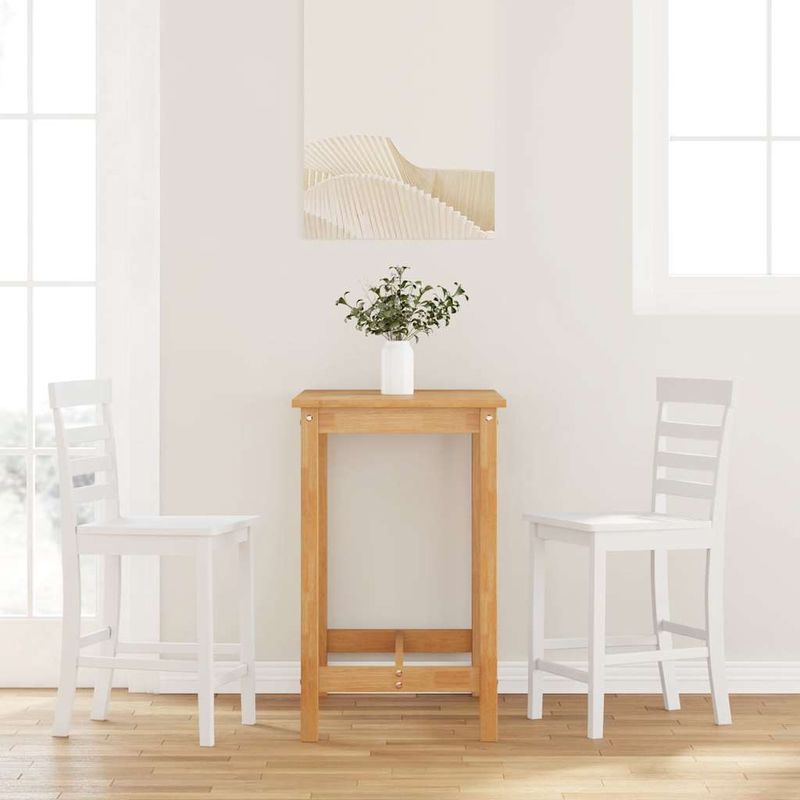 Casa si Gradina - Mobilier - Scaune si fotolii - Scaune - Scaune de bar 2 buc din cauciuc din lemn masiv alb - Infinity.ro