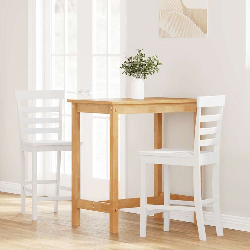 Casa si Gradina - Mobilier - Scaune si fotolii - Scaune - Scaune de bar 2 buc din cauciuc din lemn masiv alb - Infinity.ro