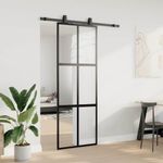 Casa si Gradina - Constructii - Usi interior, exterior si garaj - Usi interior - Usa glisanta cu set feronerie neagra 76x205cm sticla securizata - Infinity.ro