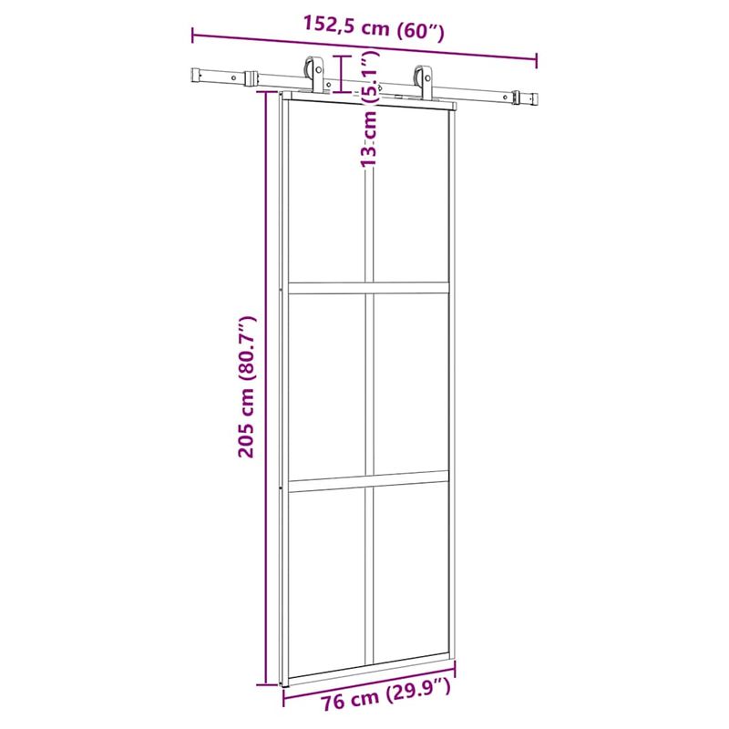 Casa si Gradina - Constructii - Usi interior, exterior si garaj - Usi interior - Usa glisanta cu set feronerie neagra 76x205cm sticla securizata - Infinity.ro