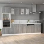 Casa si Gradina - Mobilier - Comode si corpuri - Corpuri bucatarie - Dulap cuptor microunde, gri sonoma, 60x57x207cm, lemn prelucrat - Infinity.ro