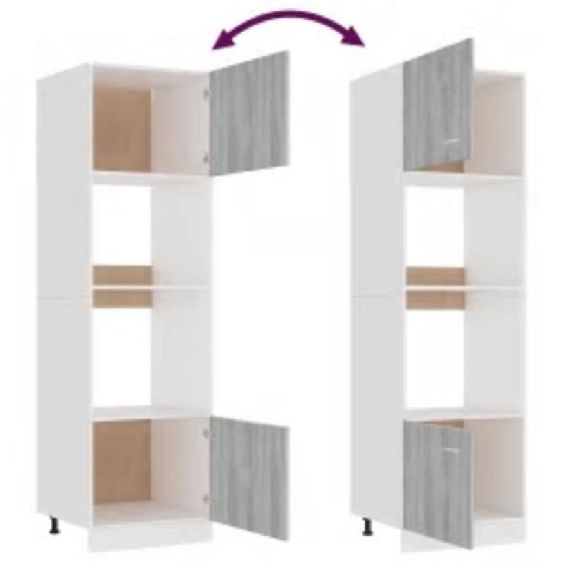 Casa si Gradina - Mobilier - Comode si corpuri - Corpuri bucatarie - Dulap cuptor microunde, gri sonoma, 60x57x207cm, lemn prelucrat - Infinity.ro