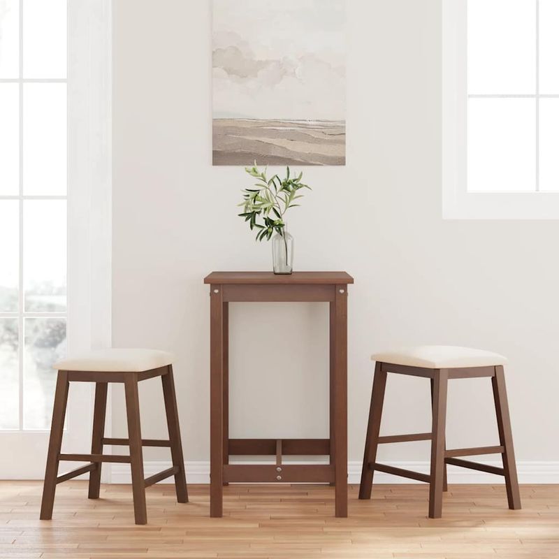 Casa si Gradina - Mobilier - Scaune si fotolii - Scaune - Scaune de bar cu perne 2 buc din cauciuc din lemn masiv maro - Infinity.ro