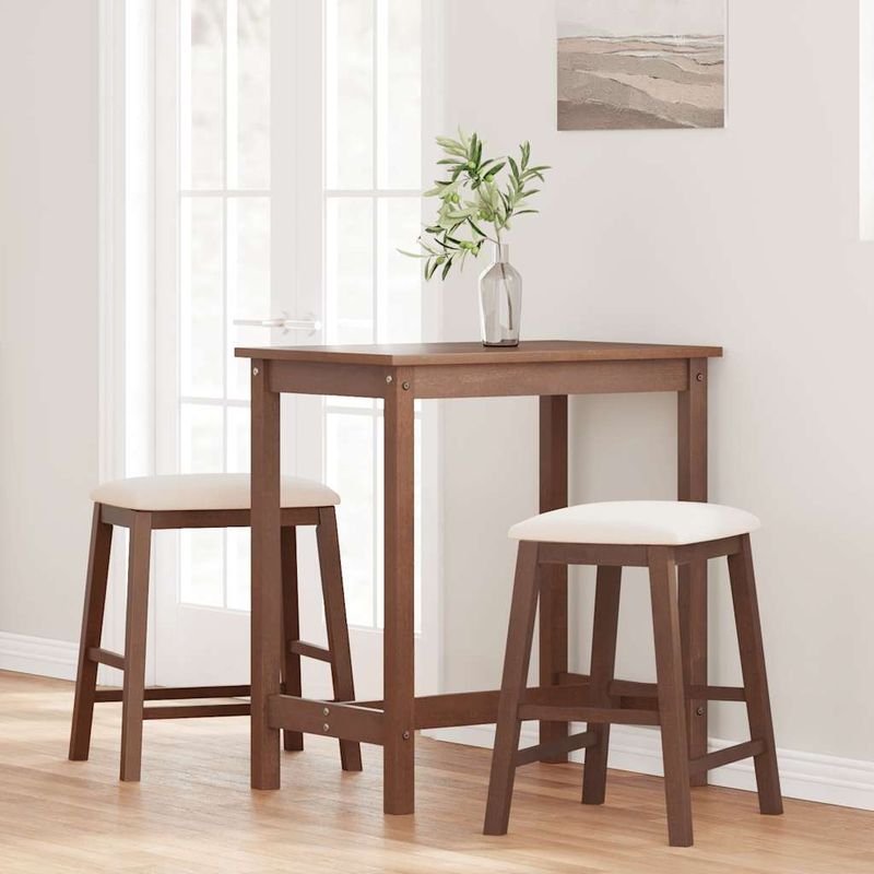 Casa si Gradina - Mobilier - Scaune si fotolii - Scaune - Scaune de bar cu perne 2 buc din cauciuc din lemn masiv maro - Infinity.ro