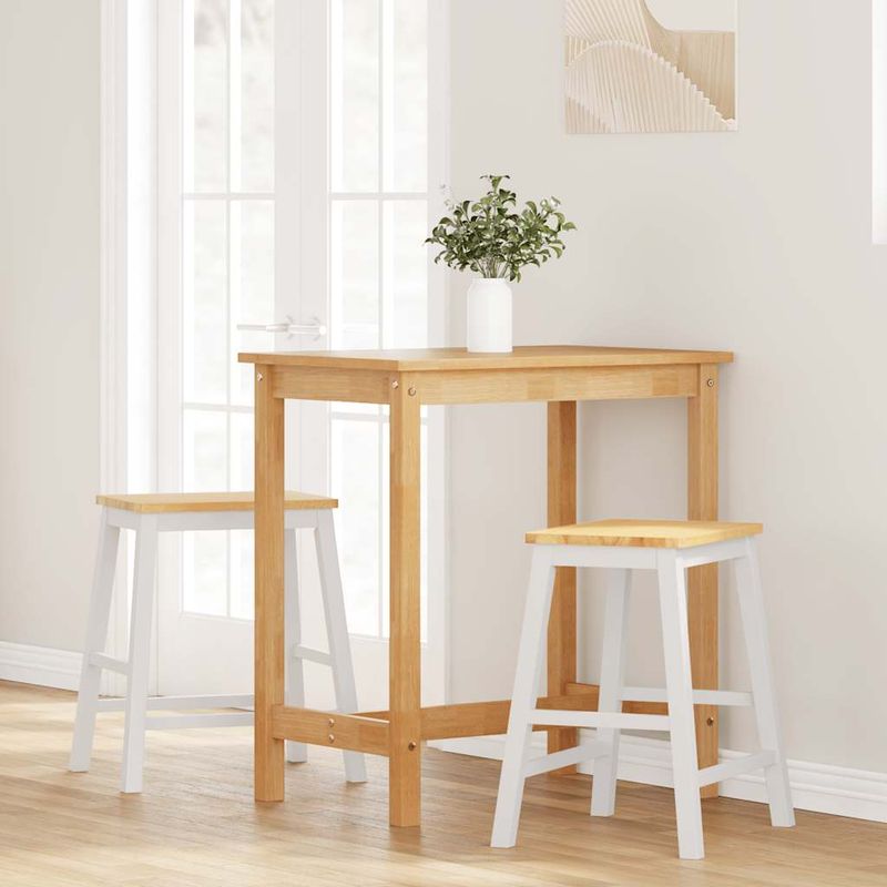 Casa si Gradina - Mobilier - Scaune si fotolii - Scaune - Scaune de bar 2 buc Cauciuc din lemn masiv alb și natural - Infinity.ro
