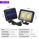 Casa si Gradina - Corpuri si surse de iluminat - Iluminat exterior - Lampi solare - Lampa solara Flippy cu senzor de miscare, 108 COB LED, 2 grile, 2400lm, ip65, negru - Infinity.ro
