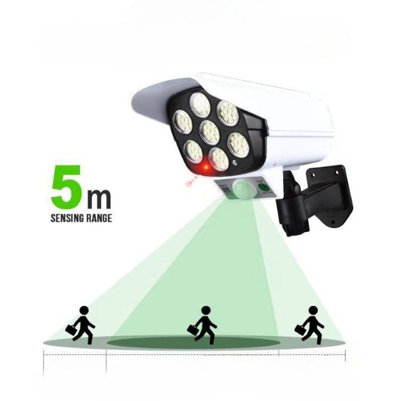 Casa si Gradina - Corpuri si surse de iluminat - Iluminat exterior - Lampi solare - Camera de supraveghere falsa, incarcare solara, 77 LED-uri, senzor de miscare, Flippy - Infinity.ro
