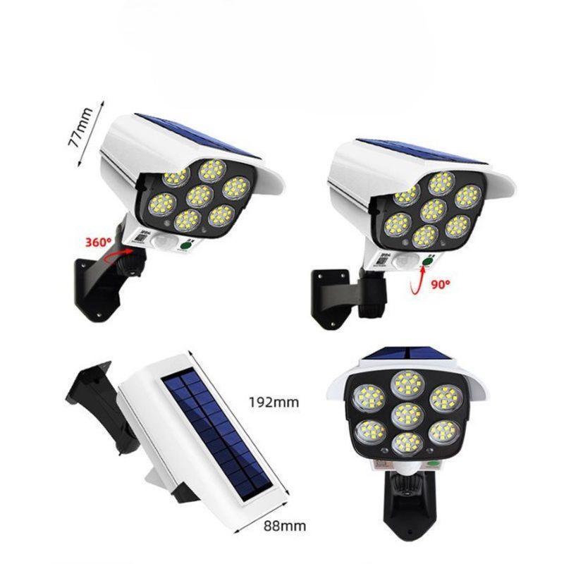 Casa si Gradina - Corpuri si surse de iluminat - Iluminat exterior - Lampi solare - Camera de supraveghere falsa, incarcare solara, 77 LED-uri, senzor de miscare, Flippy - Infinity.ro