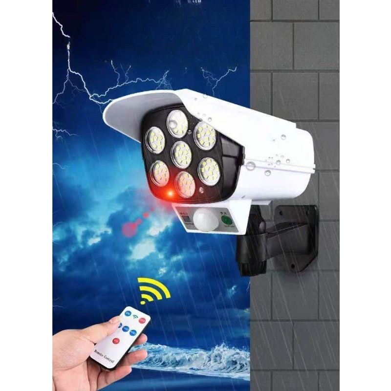 Casa si Gradina - Corpuri si surse de iluminat - Iluminat exterior - Lampi solare - Camera de supraveghere falsa, incarcare solara, 77 LED-uri, senzor de miscare, Flippy - Infinity.ro