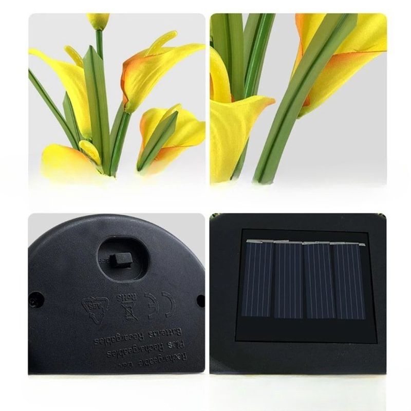 Casa si Gradina - Corpuri si surse de iluminat - Iluminat exterior - Lampi solare - Lumina solara LED tip Crin cu 5 flori, inaltime 75 cm, pentru gradina, Flippy - Infinity.ro