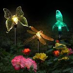 Casa si Gradina - Corpuri si surse de iluminat - Iluminat exterior - Lampi solare - Set 3 Lampi Solare LED tip pasare-fluture-libelula, Inaltime 43 cm, Flippy, Multicolor - Infinity.ro