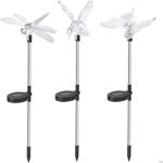 Casa si Gradina - Corpuri si surse de iluminat - Iluminat exterior - Lampi solare - Set 3 Lampi Solare LED tip pasare-fluture-libelula, Inaltime 43 cm, Flippy, Multicolor - Infinity.ro