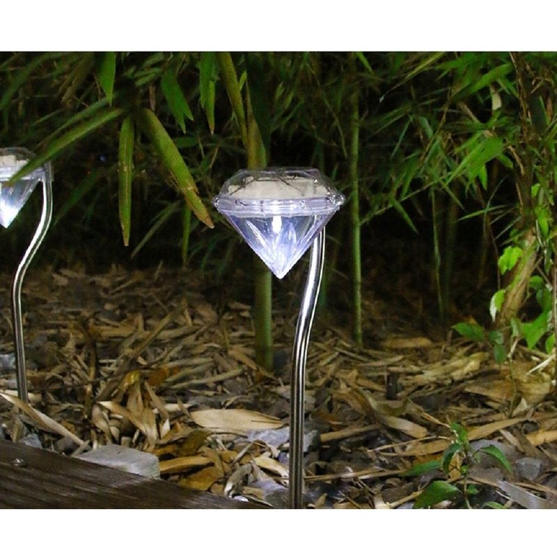 Casa si Gradina - Corpuri si surse de iluminat - Iluminat exterior - Lampi solare - Lampa solara LED tip Diamant pentru gradina Flippy, inaltime 30 cm, 2V, ABS, 600mAh, alb rece - Infinity.ro