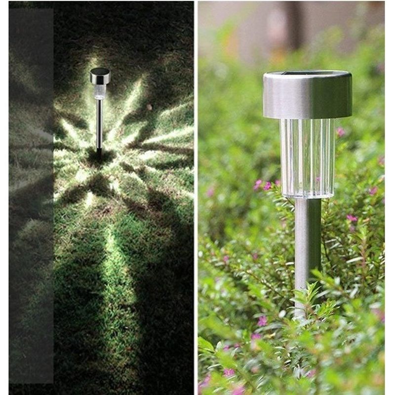 Casa si Gradina - Corpuri si surse de iluminat - Iluminat exterior - Lampi solare - Lampa solara LED de exterior pentru gradina Flippy, dispersor normal, 0.06W, Inox, 29 cm - Infinity.ro
